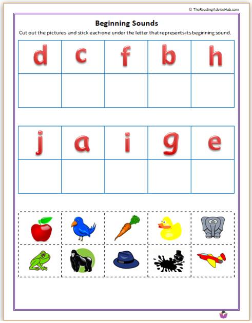 Match the letters to beginning sounds 1