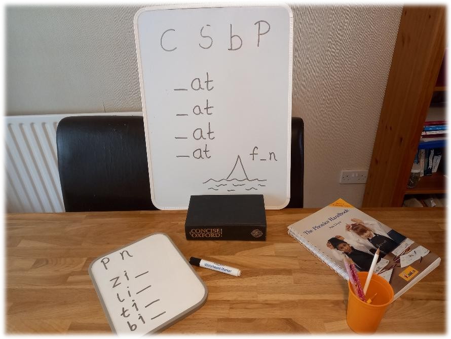 Whiteboard-showing-word-families-for-phonics-teaching